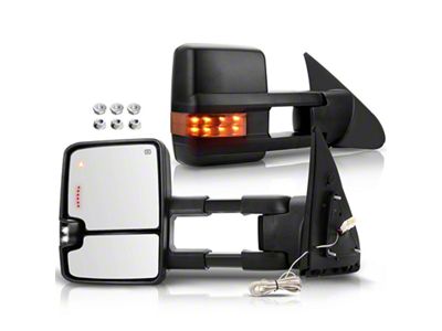 Powered Heated Towing Mirrors with Blind Spot Detection and Turn Signal; Textured Black (07-21 Tundra)