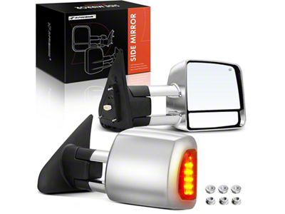 Powered Heated Towing Mirrors with Running Light and Turn Signal; Chrome (07-21 Tundra)