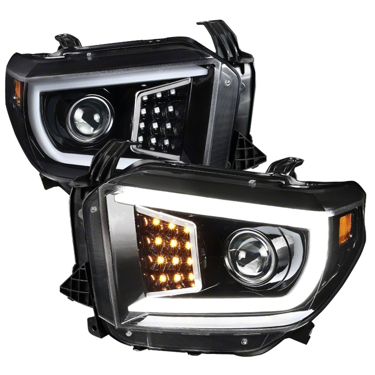 Tundra Projector Headlights; Gloss Black Housing; Clear Lens (14-21 