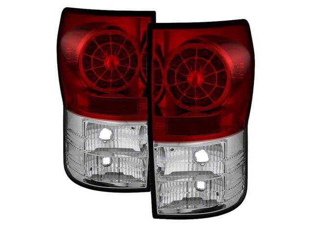 LED Tail Lights; Chrome Housing; Red/Clear Lens (07-13 Tundra)