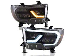 Reflector Type Full LED Headlights; Black Housing; Clear Lens (07-13 Tundra)