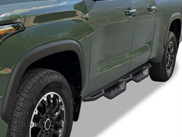 Round Tube Drop Style Nerf Side Step Bars; Black (22-24 Tundra Double Cab)