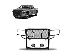 Rugged Heavy Duty Grille Guard with 5.30-Inch Black Round Flood LED Lights; Black (22-25 Tundra)