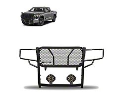 Rugged Heavy Duty Grille Guard with 7-Inch Black Round Flood LED Lights; Black (22-25 Tundra)