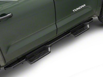 Square Tube Drop Style Nerf Side Step Bars; Matte Black (22-24 Tundra CrewMax)