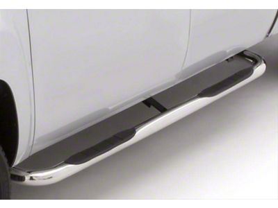 3-Inch Round Bent Nerf Side Step Bars; Polished Stainless (07-21 Tundra Double Cab)
