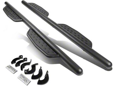 3-Inch Round Extended Side Step Bars; Matte Black (07-21 Tundra Double Cab)