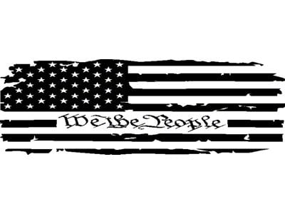 Tailgate Tattered We The People Flag Decal; Gloss Black (07-24 Tundra)