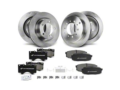 Vented 5-Lug Brake Rotor and Pad Kit; Front and Rear (07-21 Tundra)