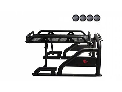 Warrior Roll Bar with 7-Inch Black Round LED Lights; Black (07-24 Tundra)