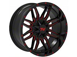 TW Offroad T11 Sword Gloss Black with Red 6-Lug Wheel; 20x10; -12mm Offset (04-15 Titan)