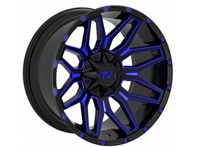 TW Offroad T3 Lotus Gloss Black with Blue 6-Lug Wheel; 20x10; -12mm Offset (04-15 Titan)