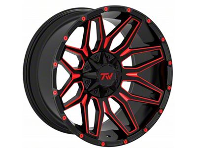 TW Offroad T3 Lotus Gloss Black with Red 6-Lug Wheel; 20x10; -12mm Offset (04-15 Titan)