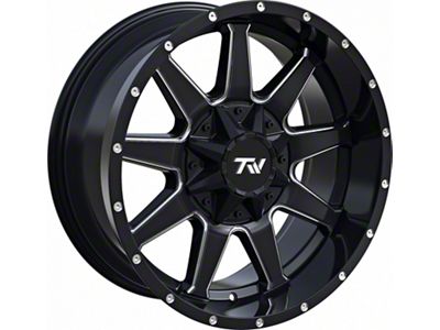 TW Offroad T9 Simple Gloss Black with Milled Spokes 6-Lug Wheel; 20x9; -12mm Offset (04-15 Titan)