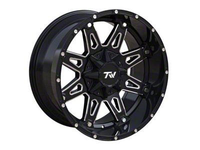 TW Offroad T1 Spear Gloss Black with Milled Spokes 6-Lug Wheel; 20x10; -12mm Offset (05-15 Tacoma)