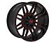 TW Offroad T11 Sword Gloss Black with Red 6-Lug Wheel; 20x10; -12mm Offset (05-15 Tacoma)