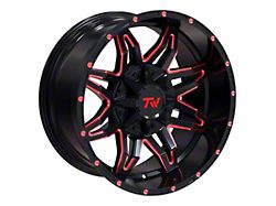 TW Offroad T2 Spider Gloss Black with Red 6-Lug Wheel; 20x10; -12mm Offset (05-15 Tacoma)