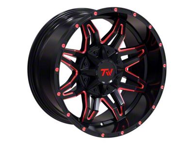 TW Offroad T2 Spider Gloss Black with Red 6-Lug Wheel; 20x10; -12mm Offset (05-15 Tacoma)