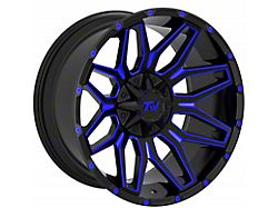 TW Offroad T3 Lotus Gloss Black with Blue 6-Lug Wheel; 20x10; -12mm Offset (05-15 Tacoma)