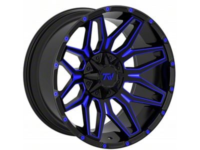 TW Offroad T3 Lotus Gloss Black with Blue 6-Lug Wheel; 20x10; -12mm Offset (05-15 Tacoma)