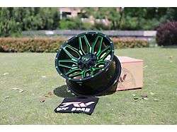 TW Offroad T3 Lotus Gloss Black with Green 6-Lug Wheel; 20x10; -12mm Offset (05-15 Tacoma)