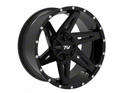 TW Offroad T4 Spin Gloss Black 6-Lug Wheel; 20x9; 0mm Offset (05-15 Tacoma)