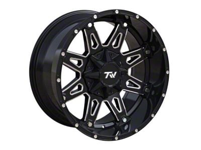 TW Offroad T1 Spear Gloss Black with Milled Spokes 6-Lug Wheel; 20x10; -12mm Offset (10-24 4Runner)