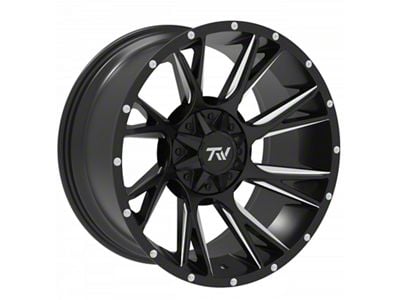 TW Offroad T12 Blade Gloss Black with Milled Spokes 6-Lug Wheel; 20x10; -12mm Offset (10-24 4Runner)