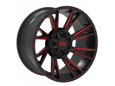 TW Offroad T12 Blade Gloss Black with Red 6-Lug Wheel; 20x10; -12mm Offset (10-24 4Runner)