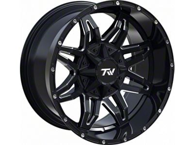 TW Offroad T2 Spider Gloss Black with Milled Spokes 6-Lug Wheel; 20x10; -12mm Offset (10-24 4Runner)