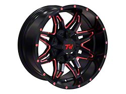 TW Offroad T2 Spider Gloss Black with Red 6-Lug Wheel; 20x10; -12mm Offset (10-24 4Runner)