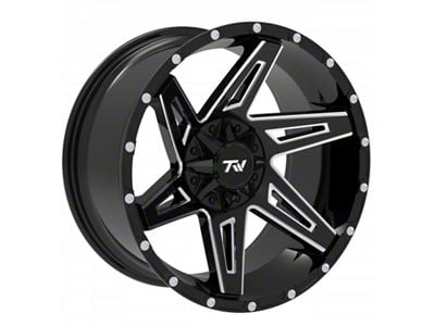 TW Offroad T4 Spin Gloss Black with Milled Spokes 6-Lug Wheel; 20x10; -12mm Offset (10-24 4Runner)