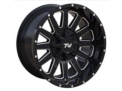 TW Offroad T5 Triangle Gloss Black with Milled Spokes 6-Lug Wheel; 20x10; -12mm Offset (10-24 4Runner)