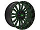 TW Offroad T6 Speed Gloss Black with Green 6-Lug Wheel; 20x10; -12mm Offset (10-24 4Runner)