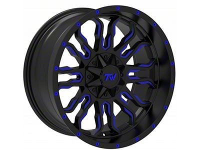 TW Offroad T8 Flame Gloss Black with Blue 6-Lug Wheel; 20x10; -12mm Offset (10-24 4Runner)