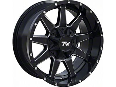 TW Offroad T9 Simple Gloss Black with Milled Spokes 6-Lug Wheel; 20x9; -12mm Offset (10-24 4Runner)