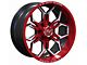 TW Offroad TF1 Black Machined with Red 6-Lug Wheel; 20x10; -12mm Offset (10-24 4Runner)