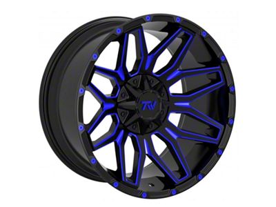 TW Offroad T3 Lotus Gloss Black with Blue 6-Lug Wheel; 20x9; 0mm Offset (16-23 Tacoma)