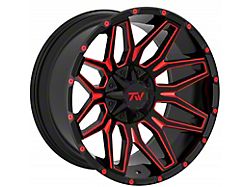 TW Offroad T3 Lotus Gloss Black with Red 6-Lug Wheel; 20x9; 0mm Offset (16-23 Tacoma)