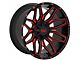 TW Offroad T3 Lotus Gloss Black with Red 6-Lug Wheel; 22x12; -44mm Offset (16-23 Tacoma)