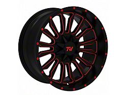 TW Offroad T6 Speed Gloss Black with Red 6-Lug Wheel; 20x10; -12mm Offset (16-23 Tacoma)