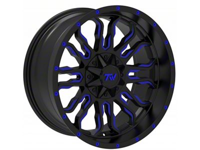 TW Offroad T8 Flame Gloss Black with Blue 6-Lug Wheel; 20x10; -12mm Offset (16-23 Tacoma)