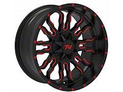 TW Offroad T8 Flame Gloss Black with Red 6-Lug Wheel; 20x10; -12mm Offset (16-23 Tacoma)