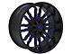 TW Offroad T8 Flame Gloss Black with Blue 6-Lug Wheel; 20x10; -12mm Offset (22-24 Bronco Raptor)