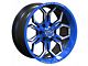 TW Offroad TF1 Black Machined with Blue 6-Lug Wheel; 20x10; -12mm Offset (22-24 Bronco Raptor)