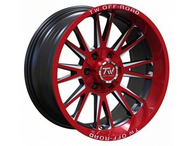TW Offroad TF2 Black Machined with Red 6-Lug Wheel; 20x10; -12mm Offset (22-24 Bronco Raptor)