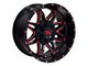 TW Offroad T2 Spider Gloss Black with Red 6-Lug Wheel; 20x10; -12mm Offset (21-24 Bronco, Excluding Raptor)