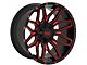 TW Offroad T3 Lotus Gloss Black with Red 6-Lug Wheel; 20x10; -12mm Offset (21-24 Bronco, Excluding Raptor)