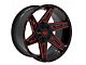 TW Offroad T4 Spin Gloss Black with Red 6-Lug Wheel; 20x10; -12mm Offset (21-24 Bronco, Excluding Raptor)