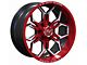 TW Offroad TF1 Black Machined with Red 6-Lug Wheel; 20x10; -12mm Offset (21-24 Bronco, Excluding Raptor)